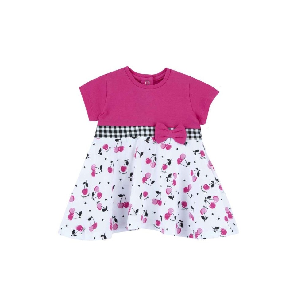 Vestito Chicco Neonata maniche corte Rosa con fantasia ciliegie 00678