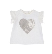 Maglietta Chicco Neonata Panna con cuore con paillettes oro 67988