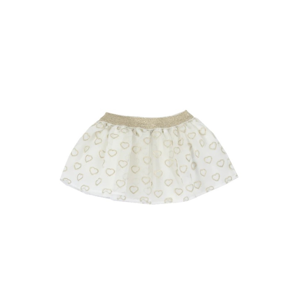 Gonna Chicco Neonato Bianca in organza con cuori oro 43970