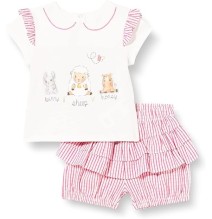 Completo Neonato Chicco maglietta e shorts bianca e fucsia 77728