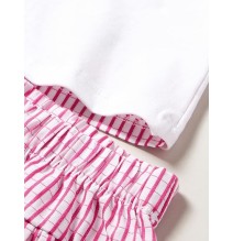 Completo Neonato Chicco maglietta e shorts bianca e fucsia 77728