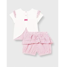 Completo Neonato Chicco maglietta e shorts bianca e fucsia 77728