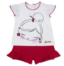 Completo Chicco Neonato Maglietta e Shorts Bianco e Rosso 07464