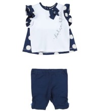 Completo Chicco Neonato Maglietta e leggings Bianco e blu 75624
