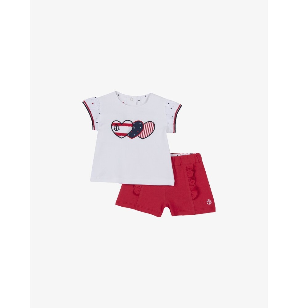 Completo Chicco Neonato Maglietta a Shorts Bianco e Rosso 75574
