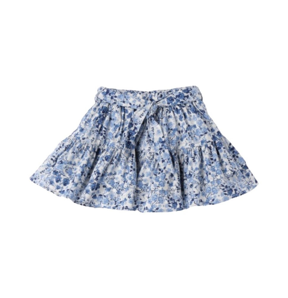 Gonna Sarabanda Bimba bianca fantasia fiori celesti 6272