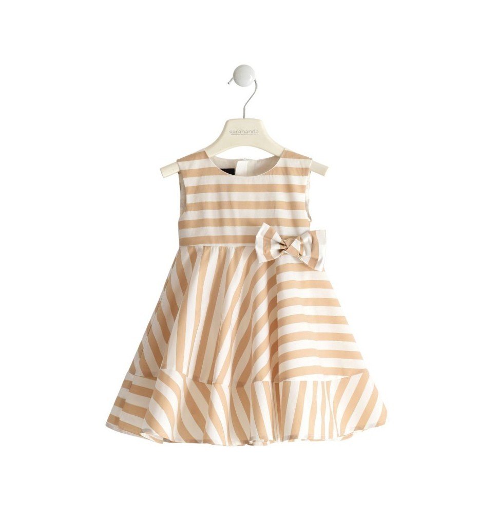 Abito Sarabanda elegante Bimba Beige a righe 4431