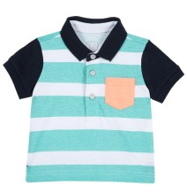Polo Chicco Neonato mezza manica  Blu a righe verde e bianco 33540