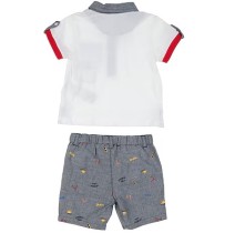 Completo Chicco Neonato polo e shorts bianco e grigio 75598