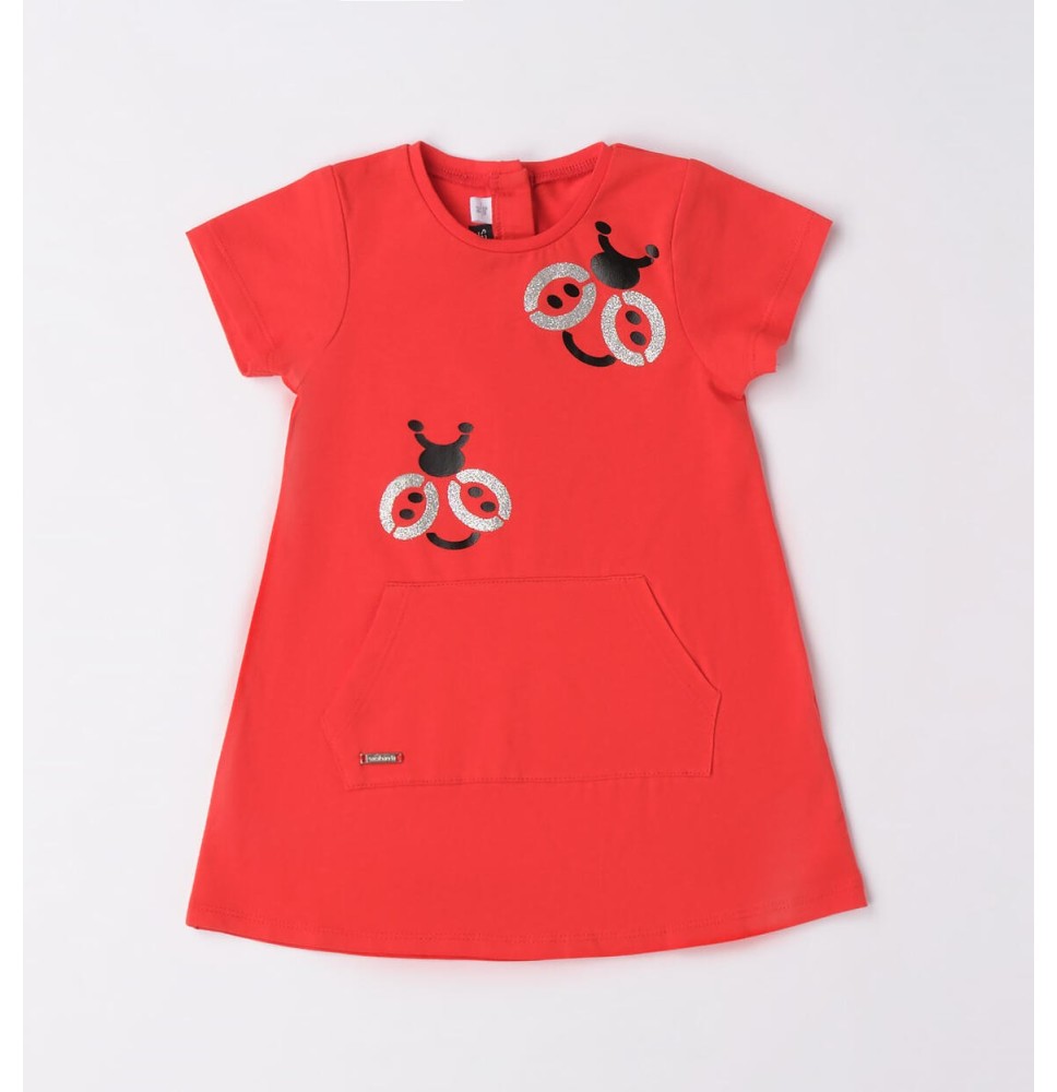 Vestito Sarabanda Bimba Rosso con dettaglio coccinelle 6769
