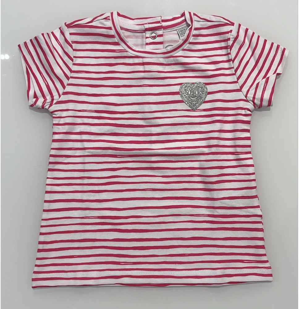 Maglietta Chicco Neonato bianca a righe rosa 06617