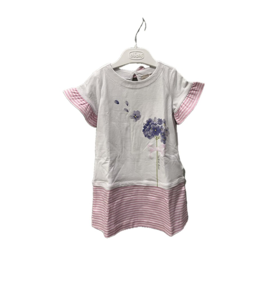 Vestito Chicco Neonato bianco a righe rosa 03847