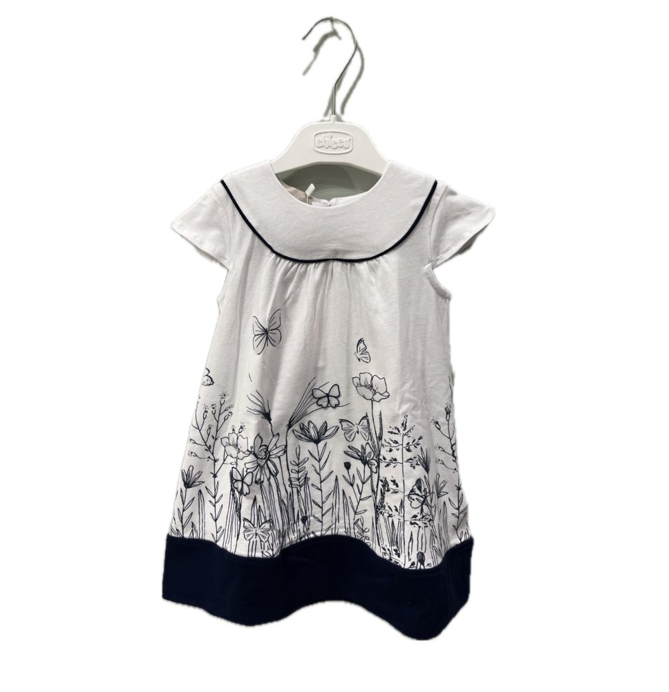 Vestito Chicco Neonato Bianco con dettagli blu 03390