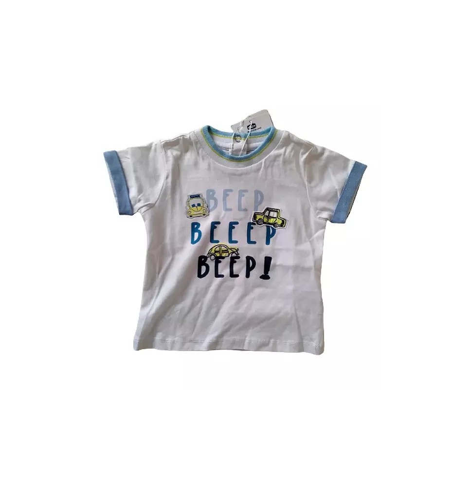 Maglietta Chicco Neonato Bianca con dettagli celesti 36567
