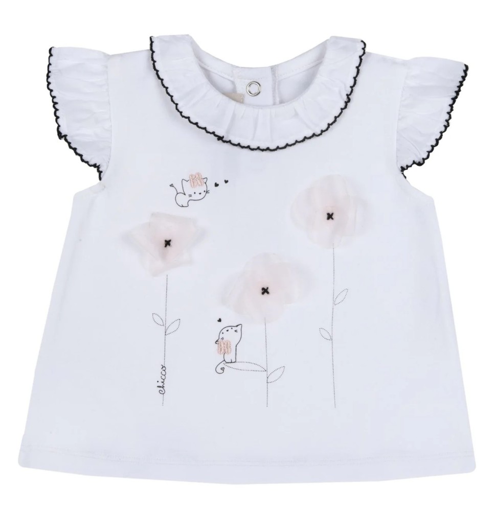 Maglietta Chicco Neonato in cotone bianca 67634