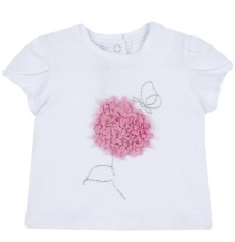 Maglietta Chicco Neonato Bianco con dettaglio fiore rosa 00138