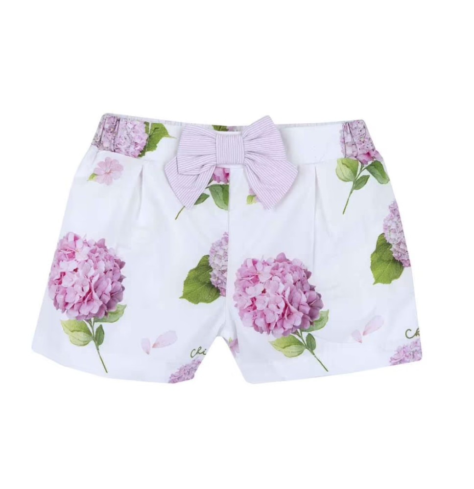 Pantaloni Corti Chicco Neonato Bianco fantasia fiori 00140
