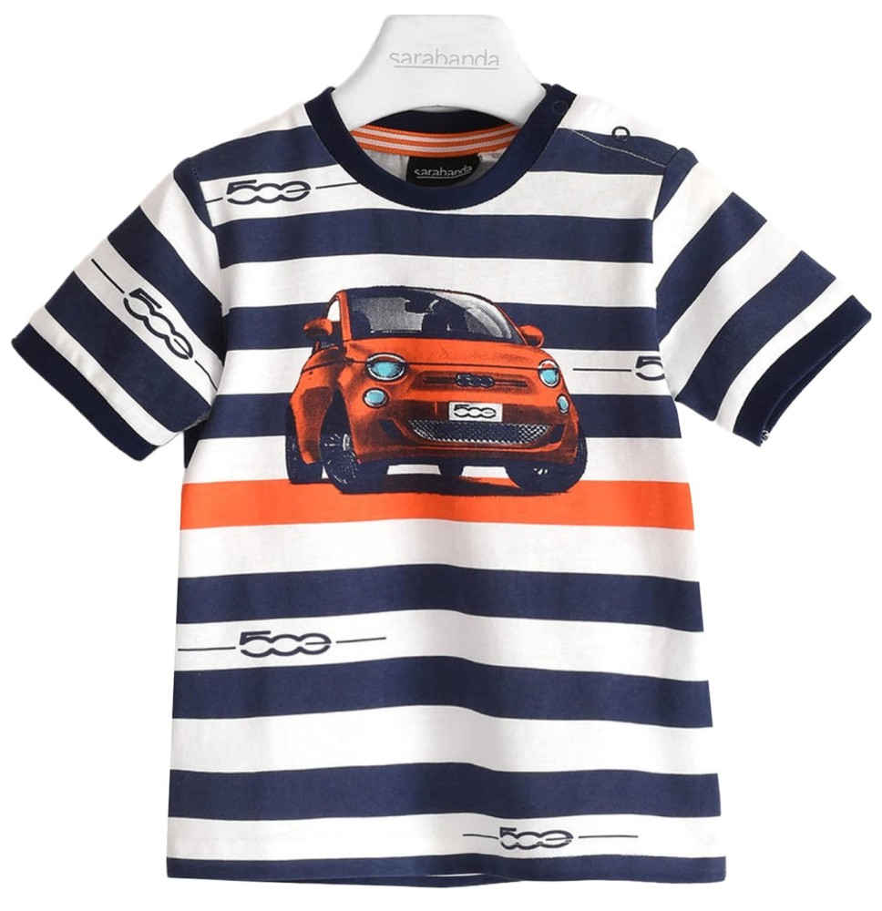 Maglietta Sarabanda Fiat 500 Bimbo Blu con righe bianche 4524