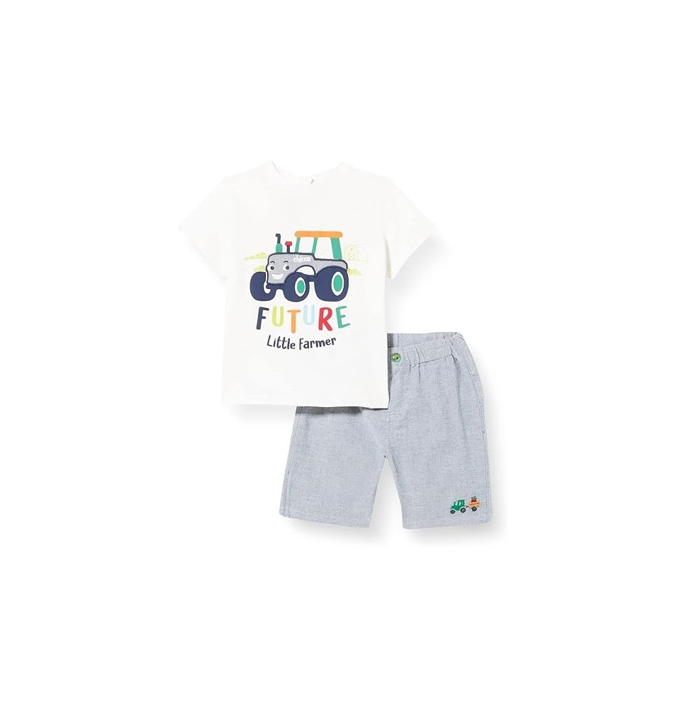 Completo Chicco Neonato maglietta e shorts Bianco e grigio 07467