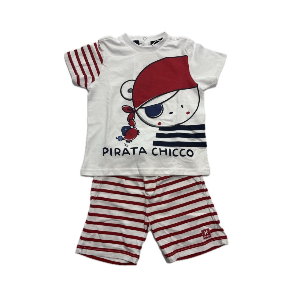 Completo Chicco Neonato Maglietta e Shorts Bianca e rossa 76355