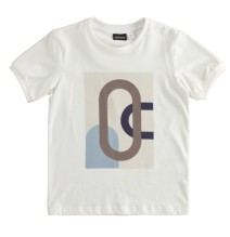 Maglietta Sarabanda Ragazzo Bianca con stampa beige 4310