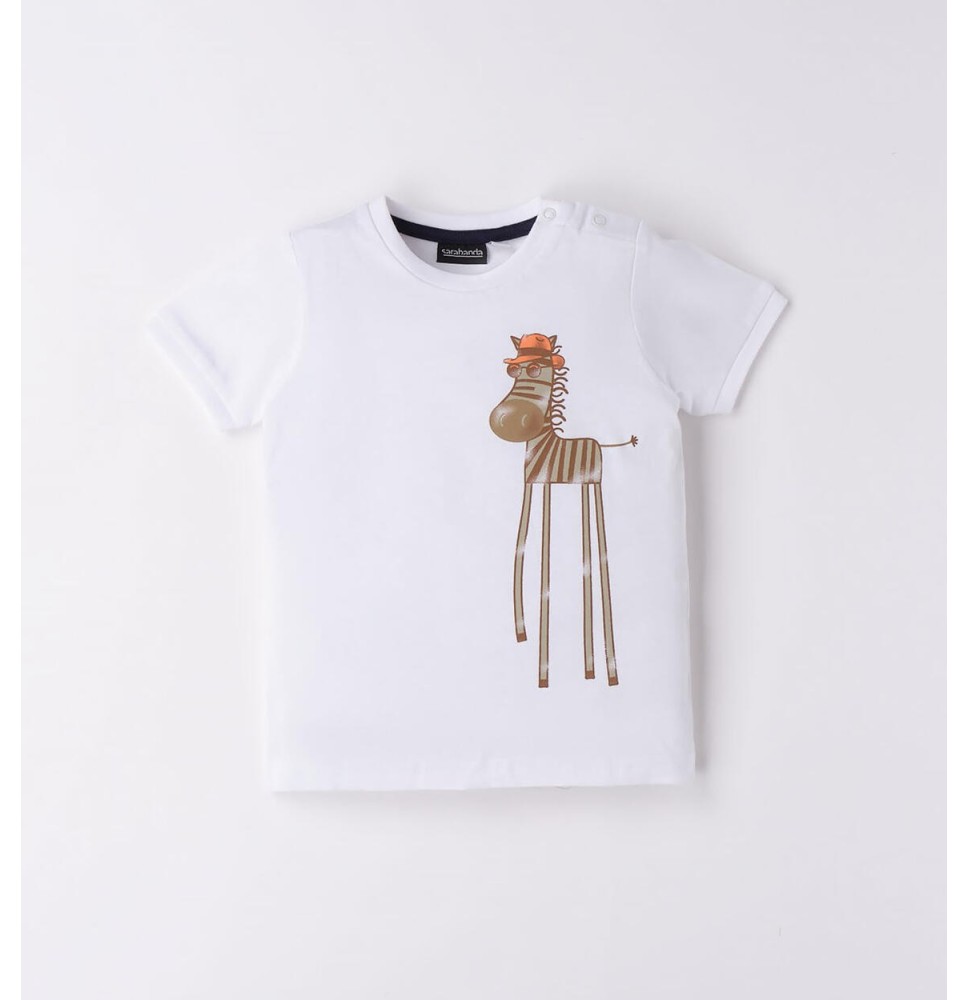 Maglietta Sarabanda Bimbo bianca dettaglio Zebra  6517