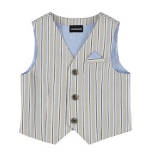 Gilet Sarabanda Bimbo Beige a righe blu e bianche 6190