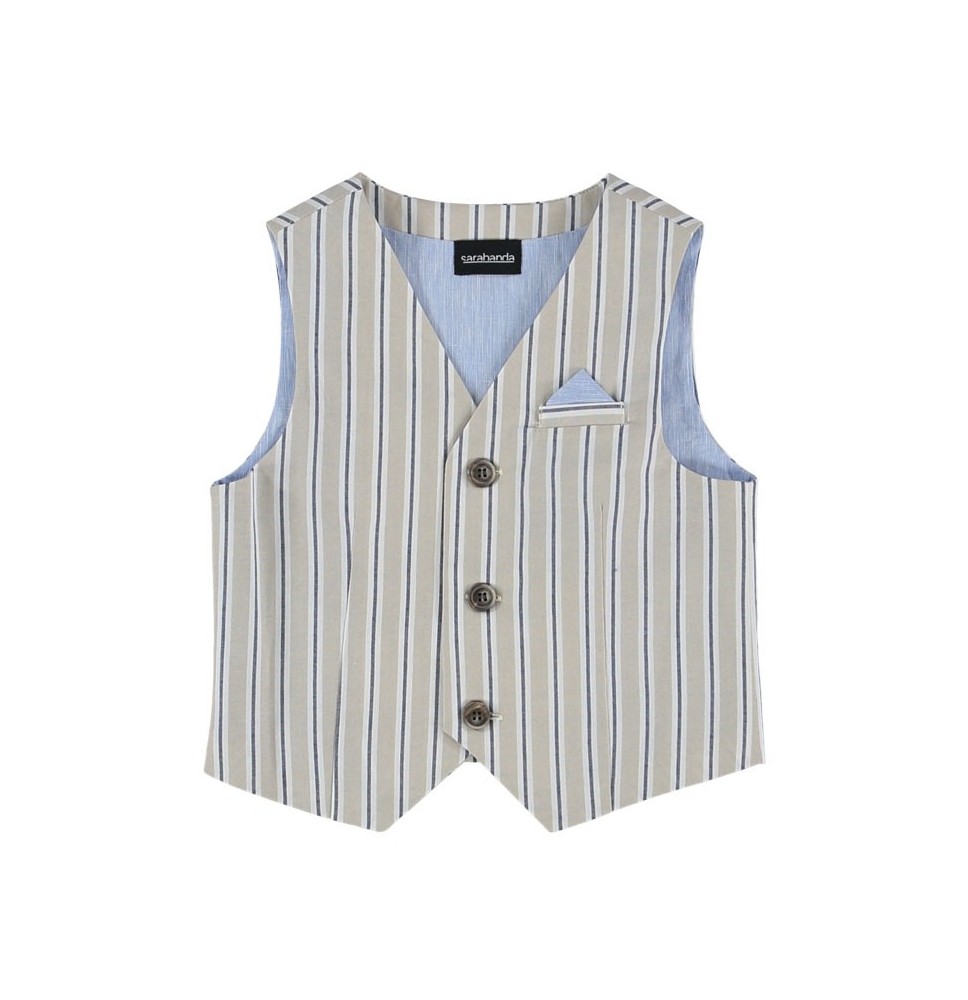 Gilet Sarabanda Bimbo Beige a righe blu e bianche 6190