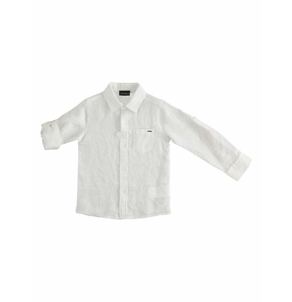 Camicia Sarabanda Bimbo in lino bianca 0411200