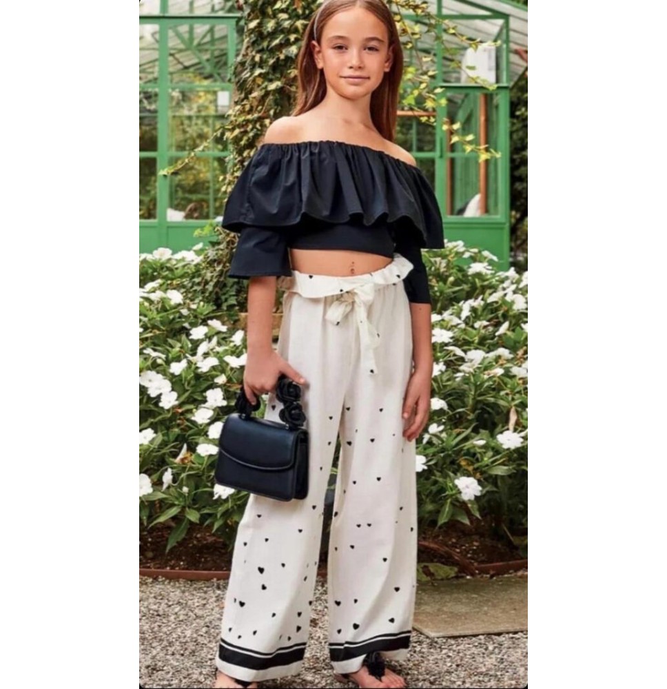 Pantalone Sarabanda ragazza bianco e nero 8538