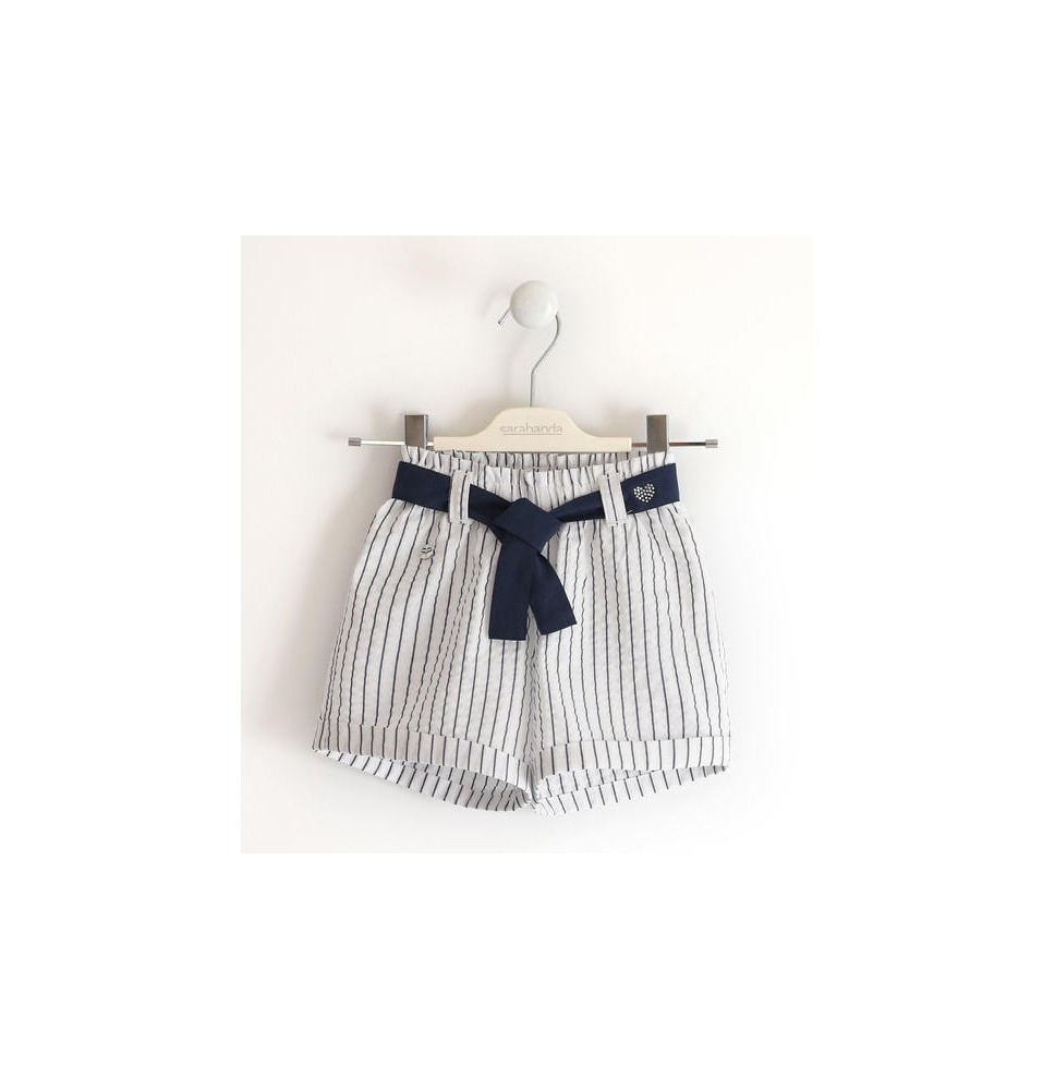 Pantalone corto Sarabanda Bimba a righe bianche e Blu 4451
