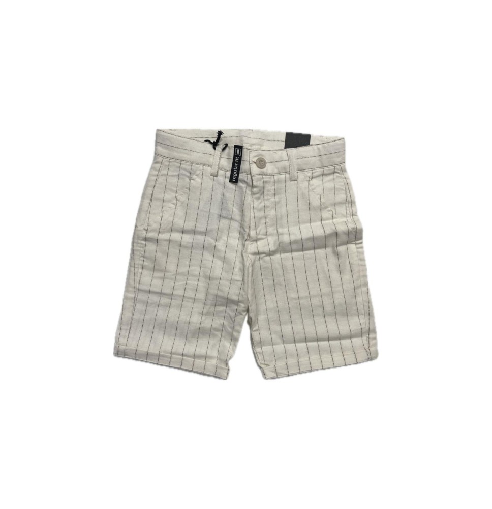 Bermuda Sarabanda Bimbo in Lino Beige a righe 8141