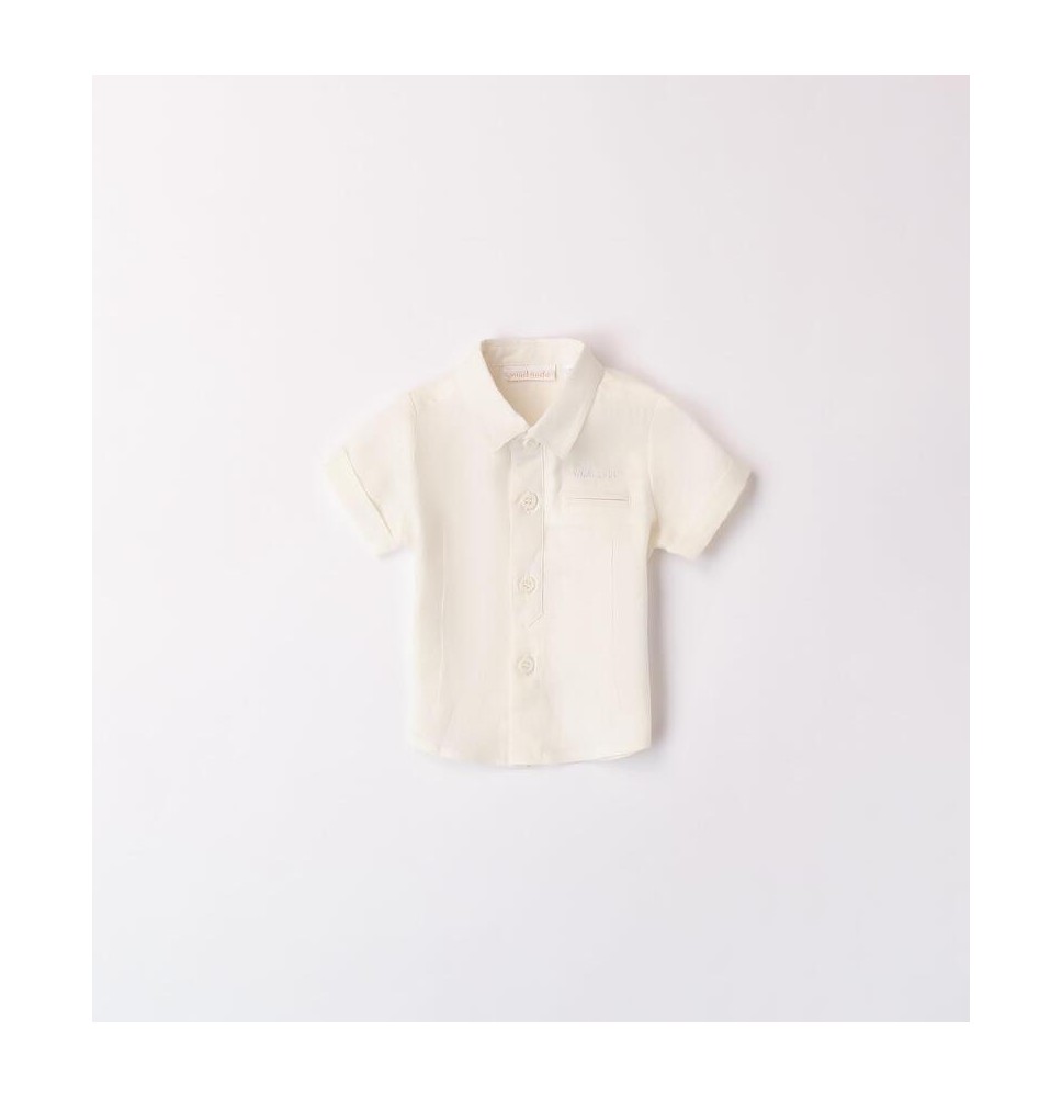 Camicia Minibanda neonato in lino panna 8696