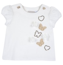 Maglietta Chicco Neonato Bianca con dettagli oro 6987