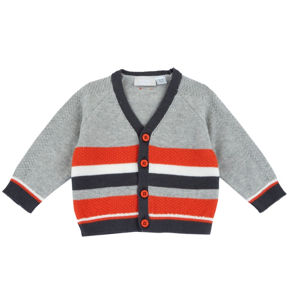 Cardigan Chicco grigio a righe multicolor 05718