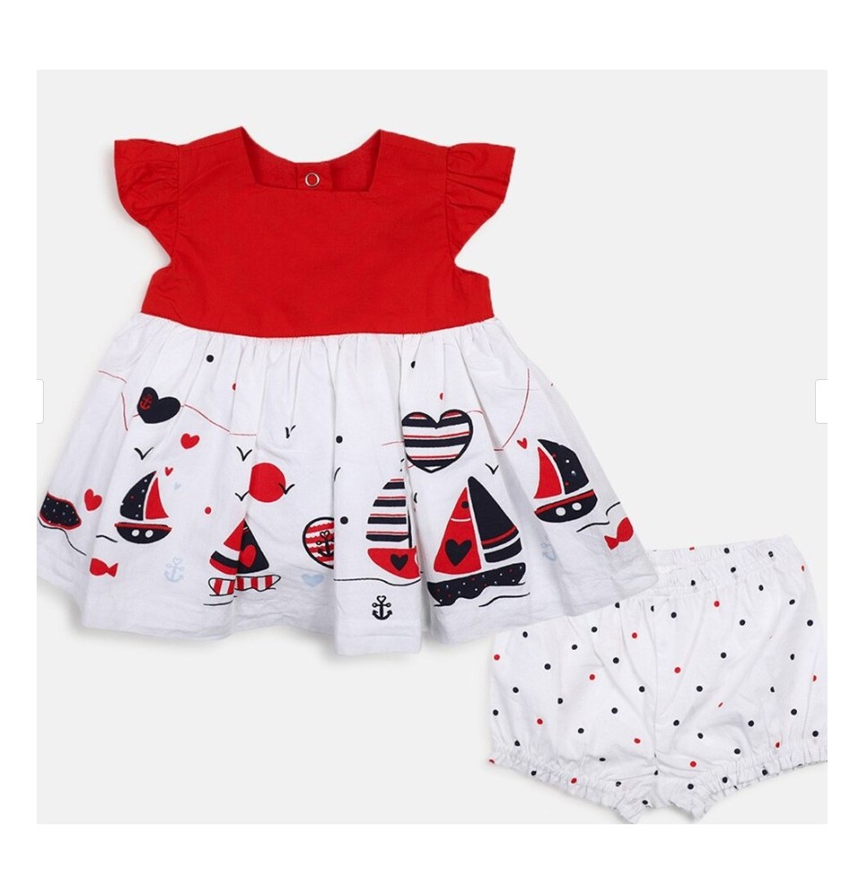 Completo Chicco abito e Coulotte Neonato Bianco e rosso 73748