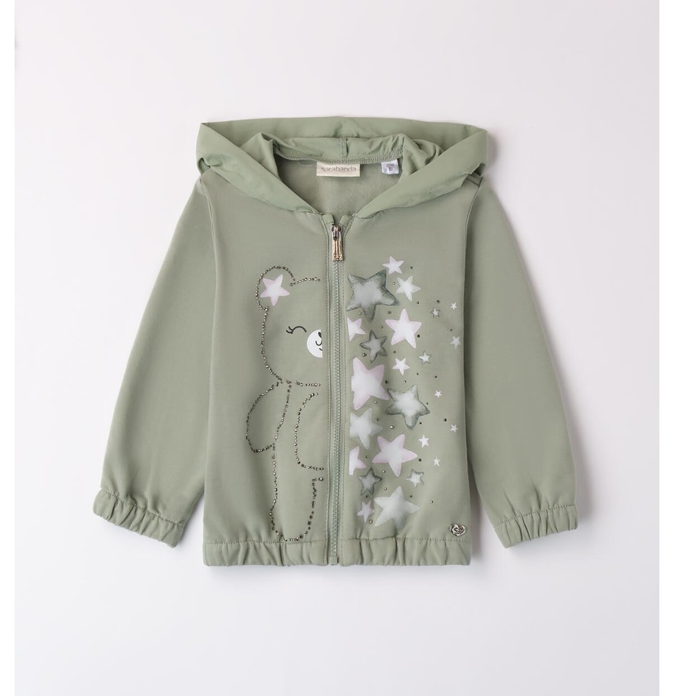 Felpa con cerniera Sarabanda bimba verde A225