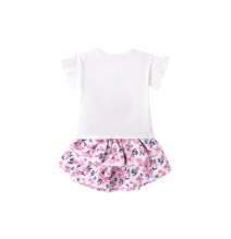 Completo Sarabanda Bimba Maglietta e Gonna Bianco e Rosa 8217