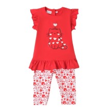 Completo Sarabanda Bimba Maglietta e Leggings Rosso 8380