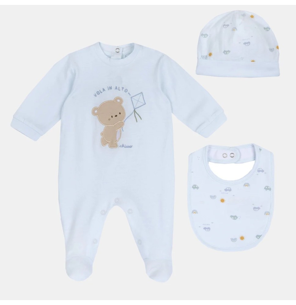 Set Chicco Neonato tutina, cappello e bavaglio Azzurro 073902