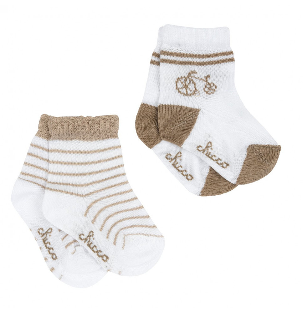 Set due Calzini Chicco Neonato Bianco e Marrone 016828