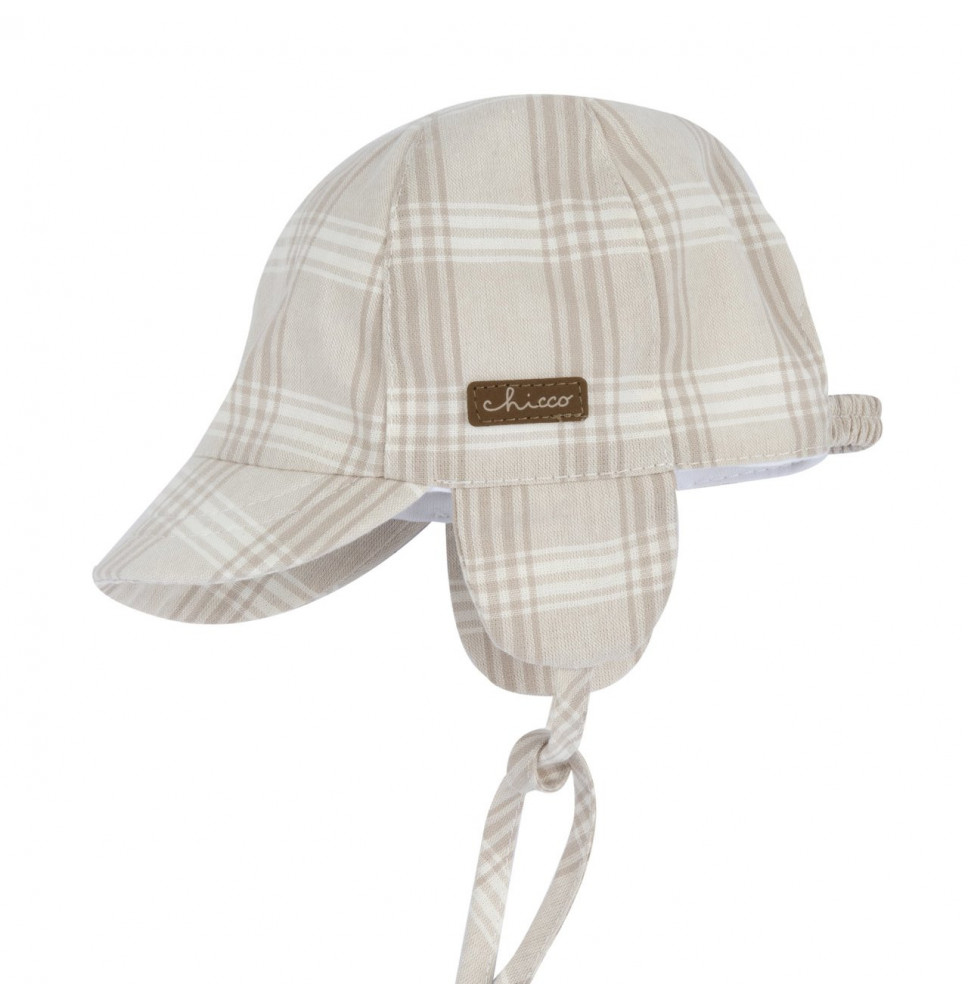 Cappello Chicco Neonato a quadretti con visiera Beige 016827