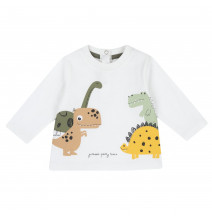 Maglietta Chicco Neonato Bianca con stampa dinosauri 011964