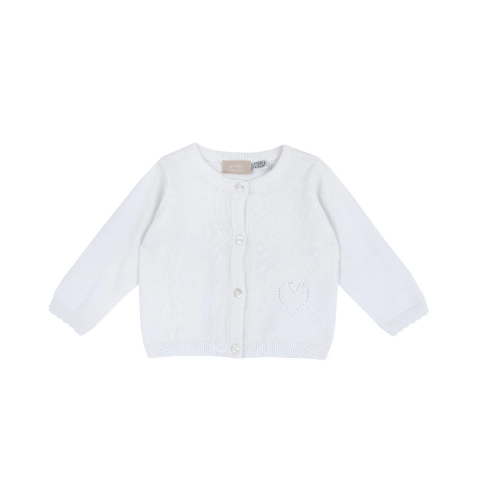 Cardigan in maglia di cotone Chicco Bimba Bianco 016839