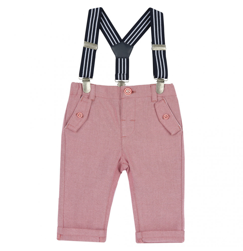 Pantalone Chicco Bimbo con bretelle Rosso 55729