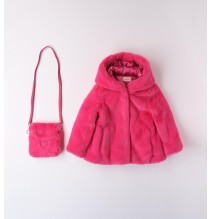 Pelliccia  Sarabanda Fuxia bambina con borsa A298