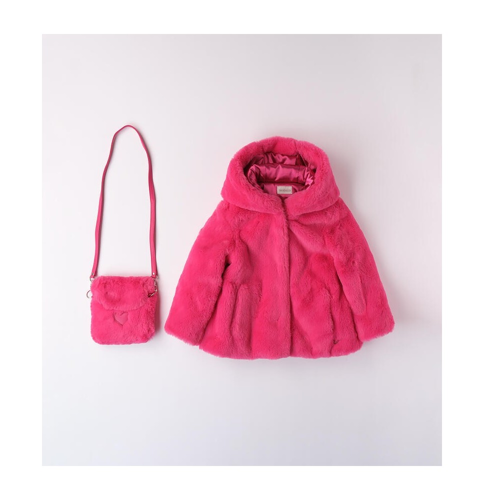 Pelliccia  Sarabanda Fuxia bambina con borsa A298
