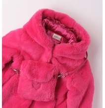 Pelliccia  Sarabanda Fuxia bambina con borsa A298