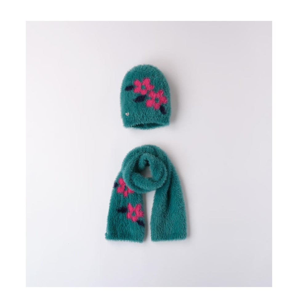 Sciarpa e cappello Sarabanda Verde  bambina A841
