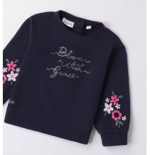Felpa Sarabanda Blu girocollo bambina con fiori 1480A23200